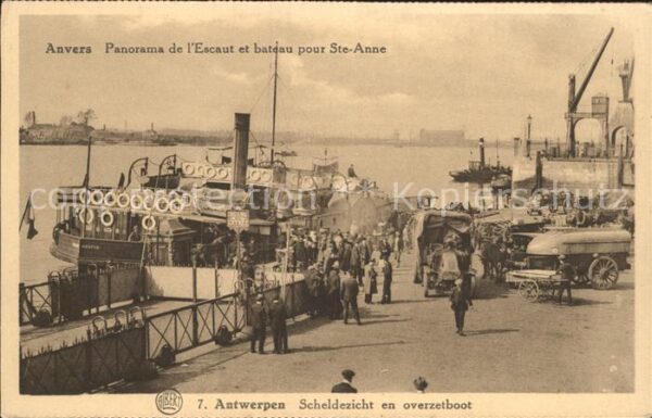 Anvers Antwerpen Panorama de l'Escaut et bateau pour Ste