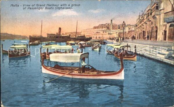 Malta Vie of Grand Harbour with a group of Pa