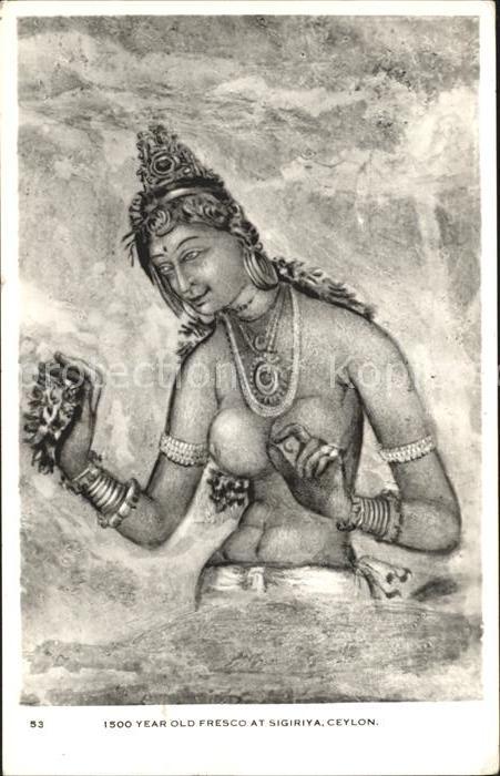 Ceylon Sri Lanka 1500 Year old Fresco at Sigiriya