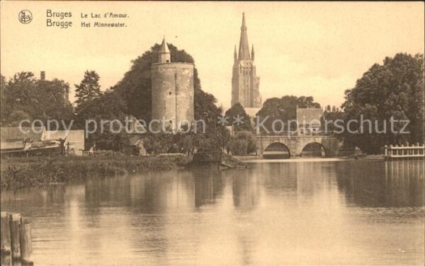 Bruges BRUGGE Belgie Le Lac d_Amour La Tour l'Eglise