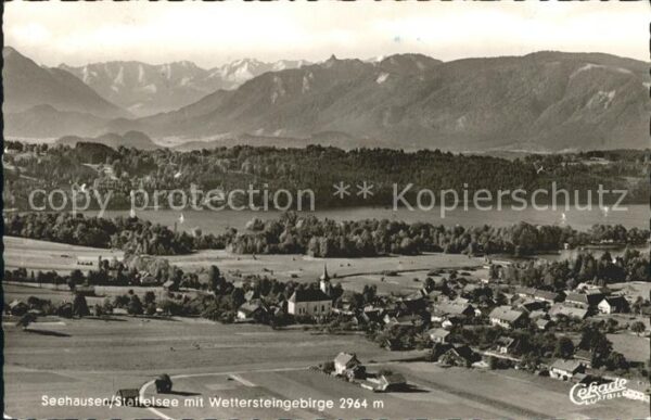 Seehausen Staffelsee mit Wettersteingebirge Fliegeraufnahme