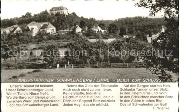 Schwalenberg Schloss Gedicht F. Wienke