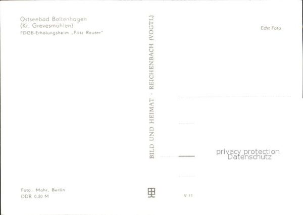 Boltenhagen Ostseebad FDGB-Erholungsheim Fritz Reuter – Bild 2