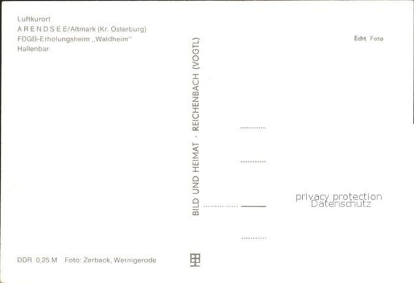 Arendsee Altmark FDGB-Erholungsheim Waldheim Hallenbar – Bild 2