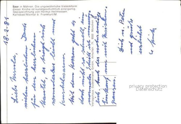 Saar Zdar nad Sazavou Kirche Sepiazeichnung Helmut Hellmessen – Bild 2