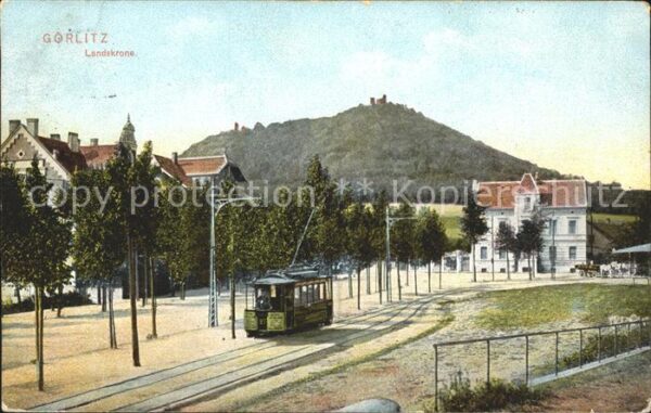 Goerlitz Sachsen Teilansicht Strassenbahn Burg Landskron