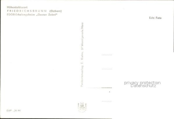 Friedrichsbrunn Harz FDGB Erholungsheim Gustav Zabel – Bild 2