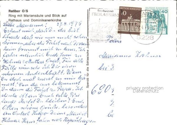 Ratibor Oberschlesien Ring Mariensäule Rathaus Dominikanerkir – Bild 2