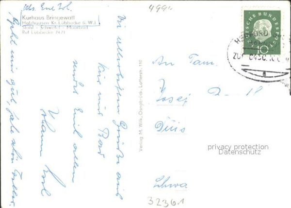 Holzhausen Luebbecke Kurhaus Bringewatt Bahnpost – Bild 2