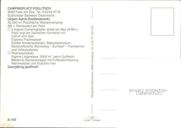 Faak am See Finkenstein Campingplatz Poglitsch – Bild 2