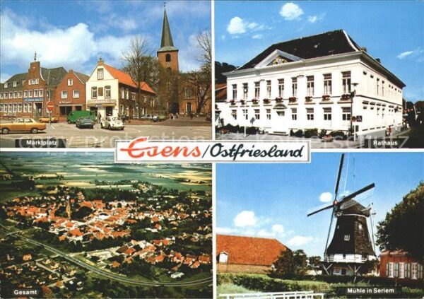 Esens Marktplatz Rathaus Windmühle Fliegerauf