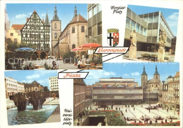 Fulda Fachwerkhaus Borgiasplatz Statue Brunne