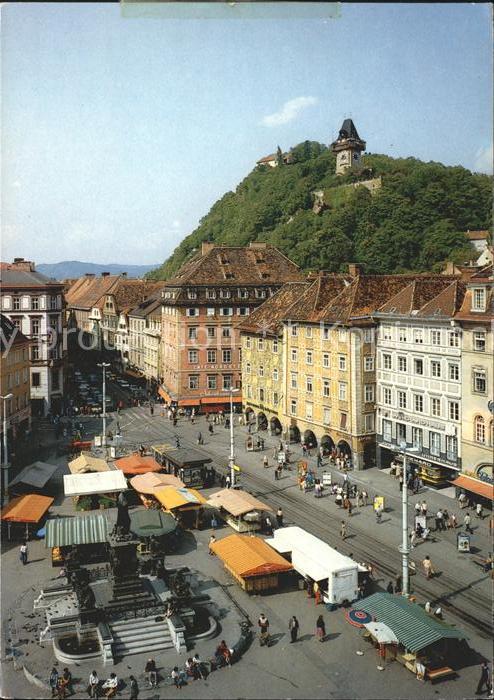 Graz Steiermark Hauptplatz Markt Schlossberg Uhrturm