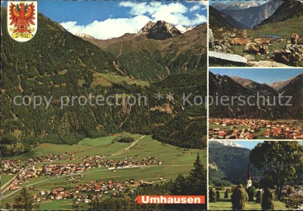 Umhausen Tirol Panorama Ötztal Kühe Wappen Alpen