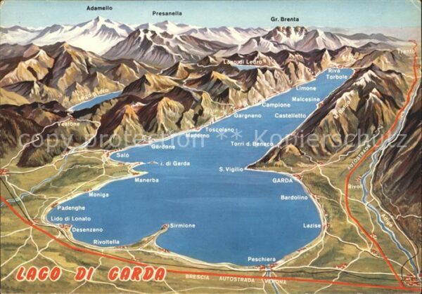 Lago di Garda Gardasee und Umgebung Alpen aus der Vog