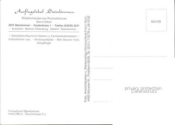 Steinkimmen Ausflugslokal Waldschänke am Fernsehtur – Bild 2