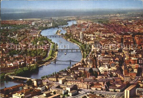 Frankfurt Main Brücken Fliegeraufnahme