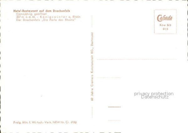 Koenigswinter Hotel Restaurant auf dem Drachenfels Fl – Bild 2