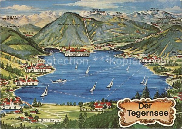 Tegernsee Panoramakarte Illustration