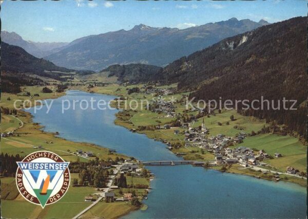 Weissensee Kaernten Höchster Badesee der Alpen Fliegeraufna
