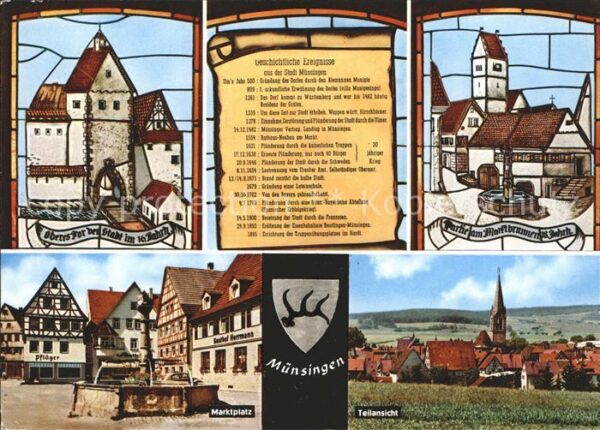 Muensingen Oberes Tor Marktbrunnen Marktplatz Teil