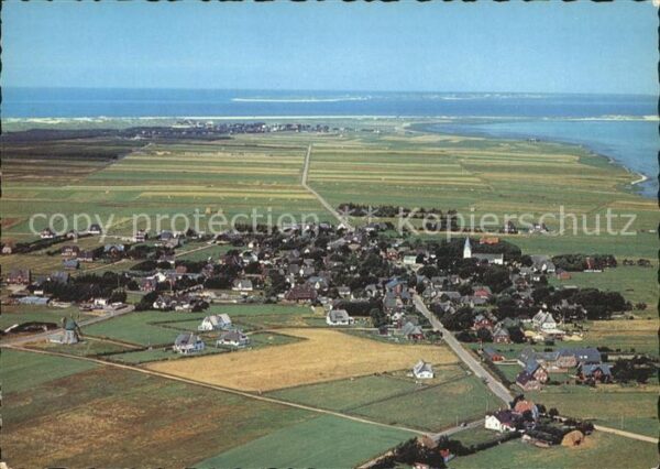 Nebel Amrum Nordseebad Blick auf Norddorf und die O
