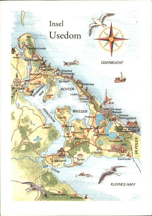 Usedom Inselkarte Illustration