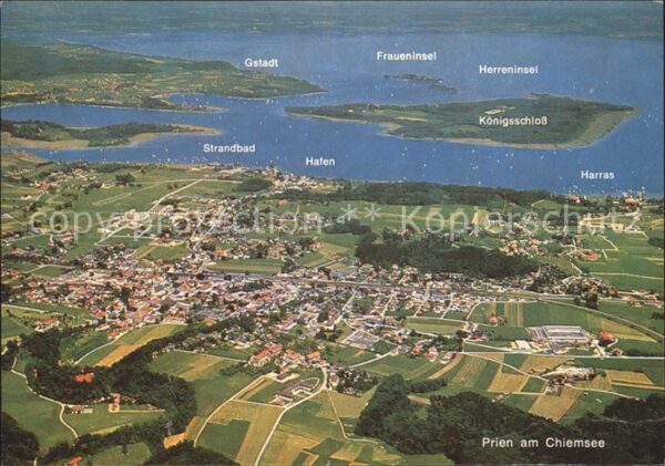 Prien Chiemsee Fliegeraufnahme Gstadt Fraueninsel Harr