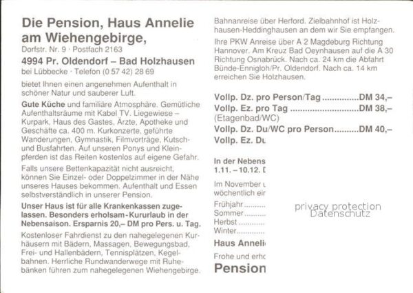 Bad Holzhausen Luebbecke Pension Haus Annelie – Bild 2