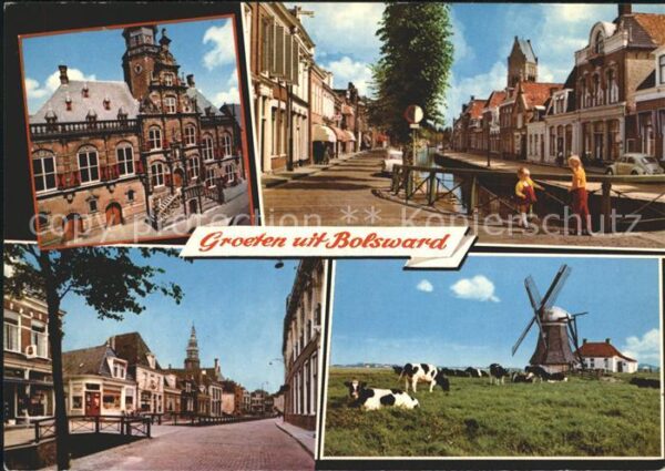 Bolsward Boalsert Mühle Kühe Strassenansicht Kind