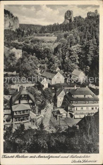 Rathen Saechsische Schweiz mit Amselgrund und Talwächter