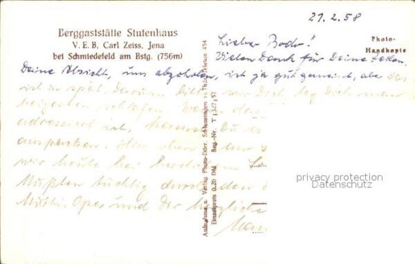 Schmiedefeld Rennsteig Berggaststätte Stutenhaus Winteridyll – Bild 2