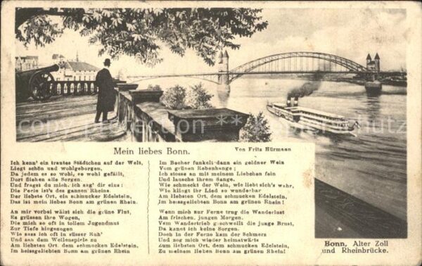 Bonn Rhein Alter Zoll und Rheinbrücke Gedicht
