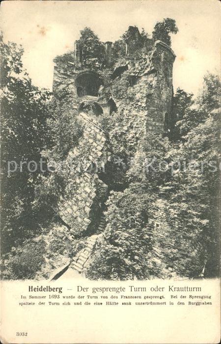 Heidelberg Neckar Der gesprengte Turm oder Krautturm