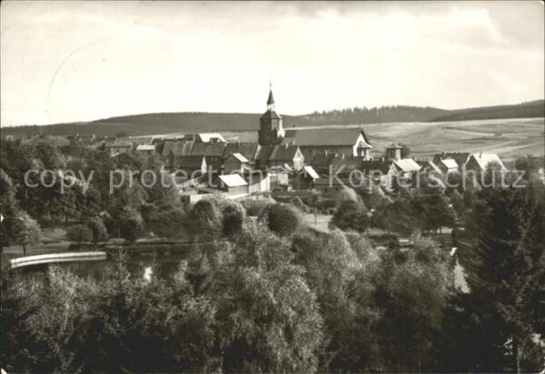 Benneckenstein Ortsblick mit Gondelteich und Kirche