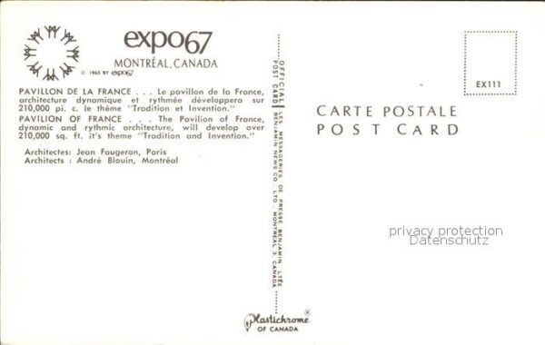 Montreal Quebec Expo67 Pavillon de la France – Bild 2
