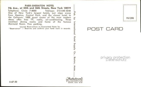 New York City The Park Sheraton Hotel – Bild 2