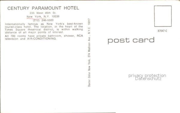 New York City Century Paramount Hotel – Bild 2