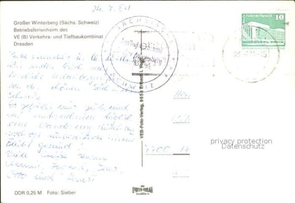 Grosser Winterberg Saechs. Schweiz Betriebsferienheim VEB Dresden Terrasse – Bild 2