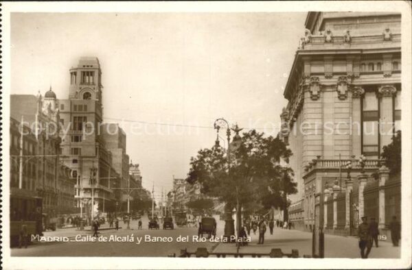 Madrid Spain Calle de Alcalá y Banco del Rio de la P