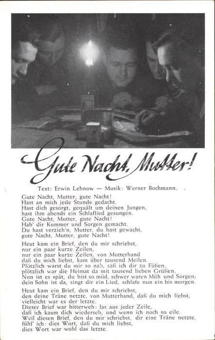 Liederkarte Soldatenlied Gute Nacht Mutter