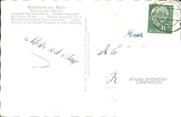 Foto Zeitz F.G. Nr. 3507 Seilbahn Rüdesheim am Rhein – Bild 2