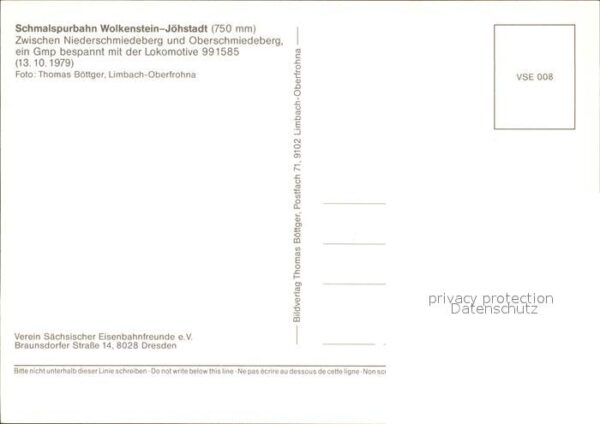 Lokomotive Schmalspurbahn Wolkenstein-Jöhstadt Sch – Bild 2