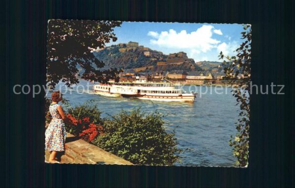 Dampfer Seitenrad Koblenz Feste Ehrenbreitstein