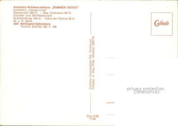 Autobahn Hansa-Linie Brückenrasthaus Dammer Berg – Bild 2