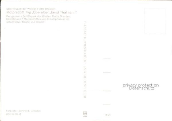Motorschiffe Oberelbe Ernst Thälmann Weisse Flotte D – Bild 2