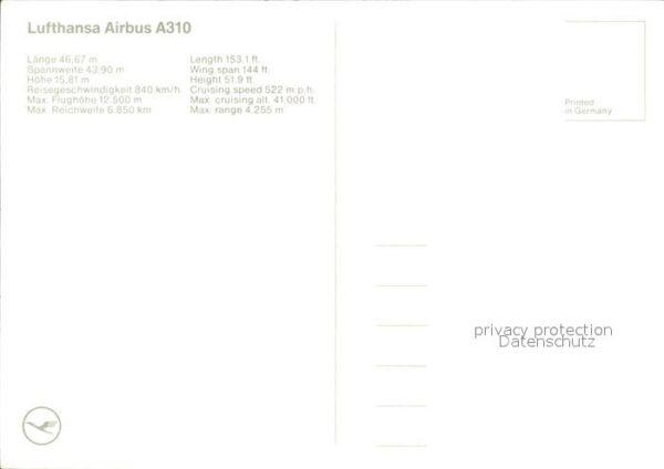 Lufthansa Airbus A310 – Bild 2