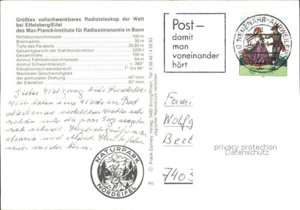 Astronomie Radioteleskop Effelsberg-Bad Münstereif – Bild 2