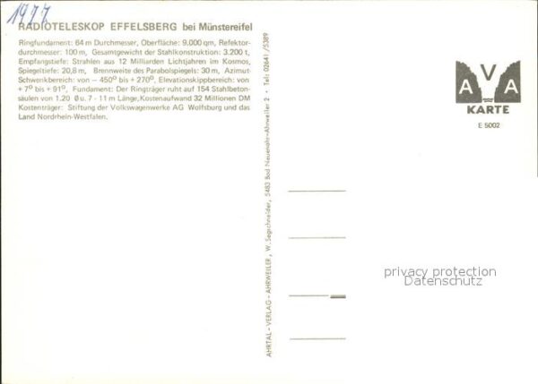 Astronomie Radioteleskop Effelsberg-Bad Münstereif – Bild 2