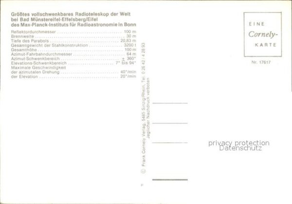 Astronomie Radioteleskop Effelsberg-Bad Münstereif – Bild 2